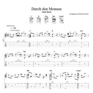 Tablature de Durch Den Monsun de Tokio Hotel