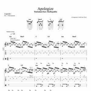 Tablature de Apologize de Timbaland et One Republic