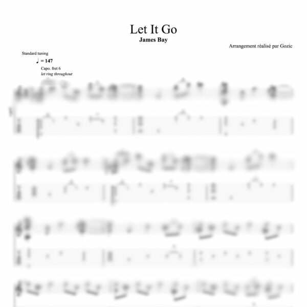 Tablature floutée de Let It Go de James Bay