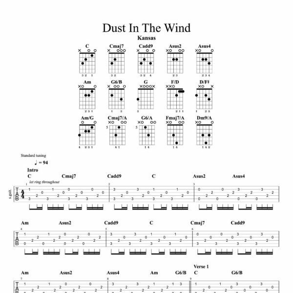 Tablature de Dust In The Wind de Kansas