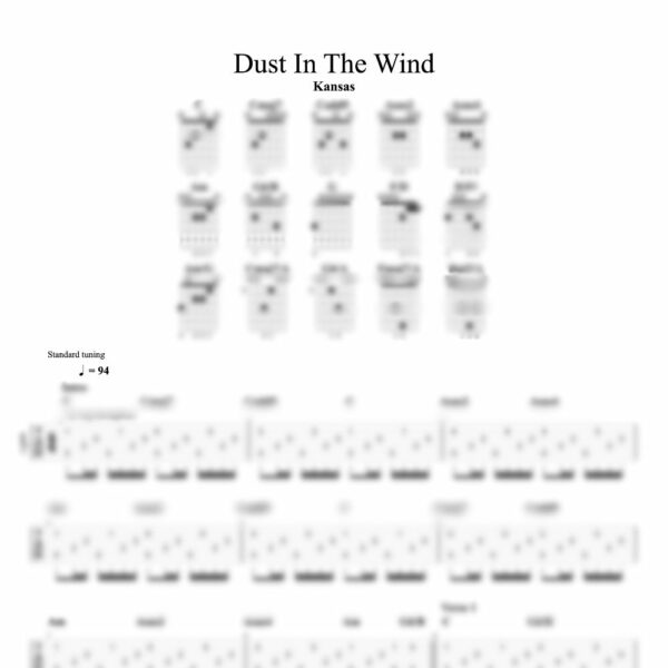 Tablature floutée de Dust In The Wind de Kansas