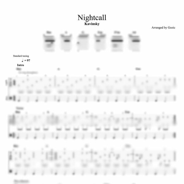 Tablature floutée de Nightcall de Kavinsky